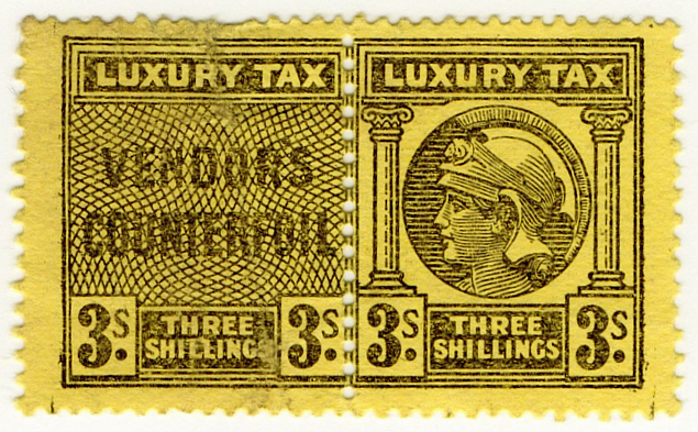 (un) 3/- Black on Yellow (1918)