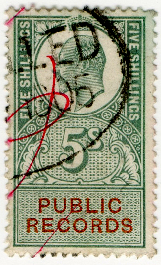 (28) 5/- Green & Vermillion (1902)