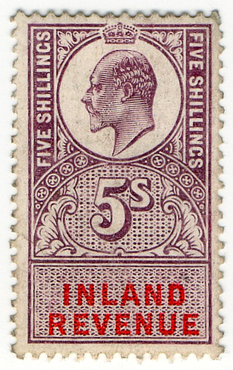 (43) 5/- Lilac & Vermillion (1904)