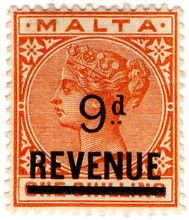 (12) 9d on 1/- Orange (1901)