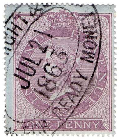 (02) 1d Lilac (1860) (blued paper)