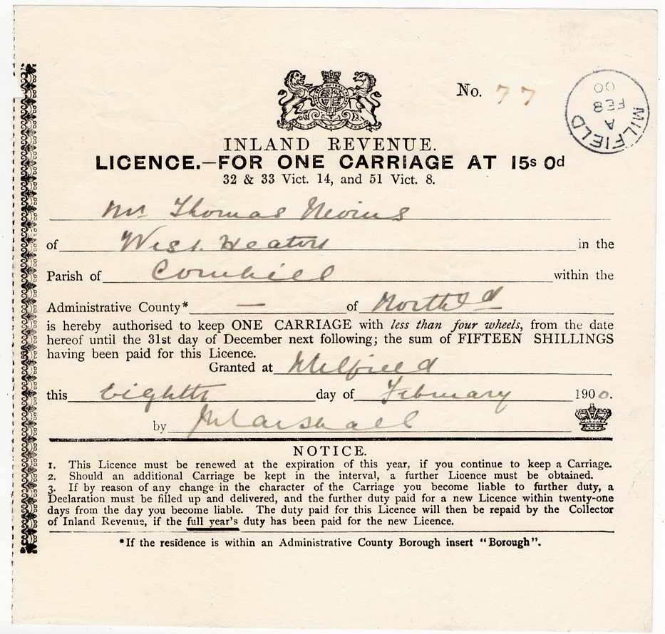 Carriage Licence